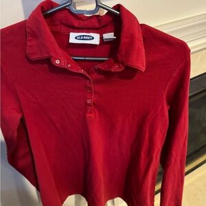 Old Navy Maternity long sleeve polo shirt, red, medium